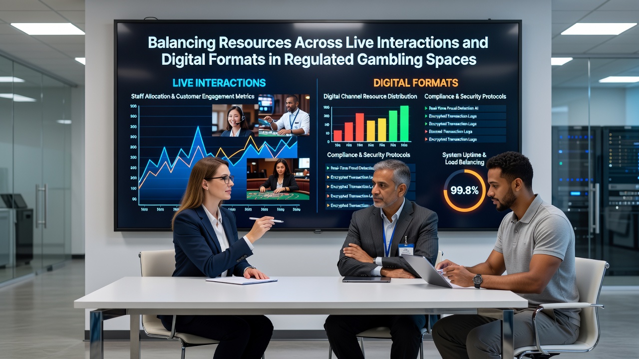 Diagram showing segmented bankrolls moving between live casino tables and online gaming interfaces under regulatory oversight