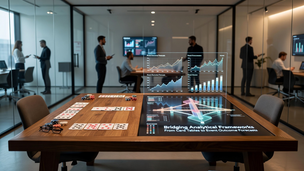 Sports analytics dashboard displaying outcome probabilities derived from card table statistical methods