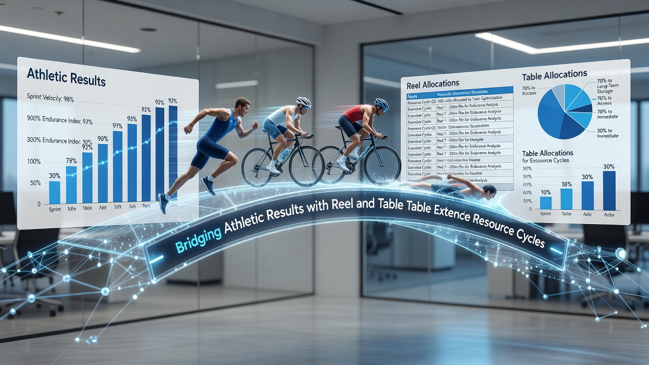 Visualization of athletic performance data connected to slot reel and table game resource distribution charts
