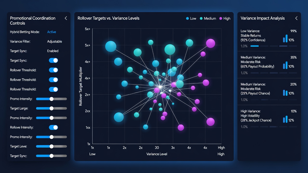 Diagram of variance-adjusted rollover calculators used in hybrid betting platforms
