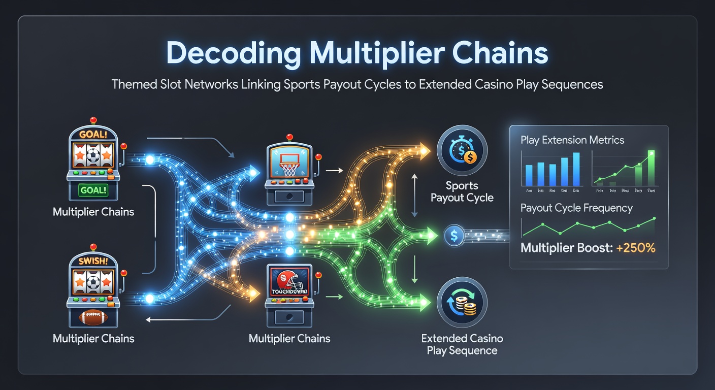 Themed slot interface displaying interconnected multiplier chains tied to sports payout triggers