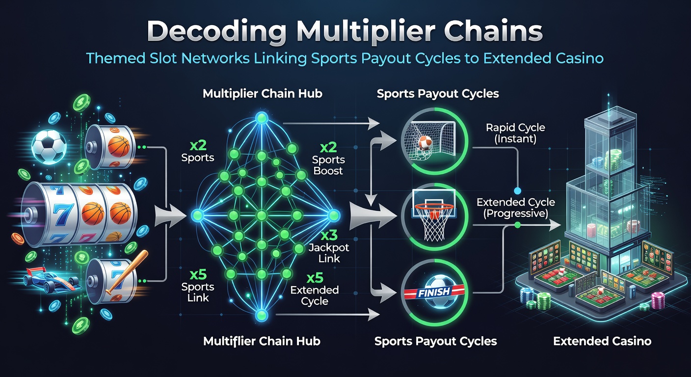 Network diagram illustrating sports payout triggers flowing into slot multiplier sequences