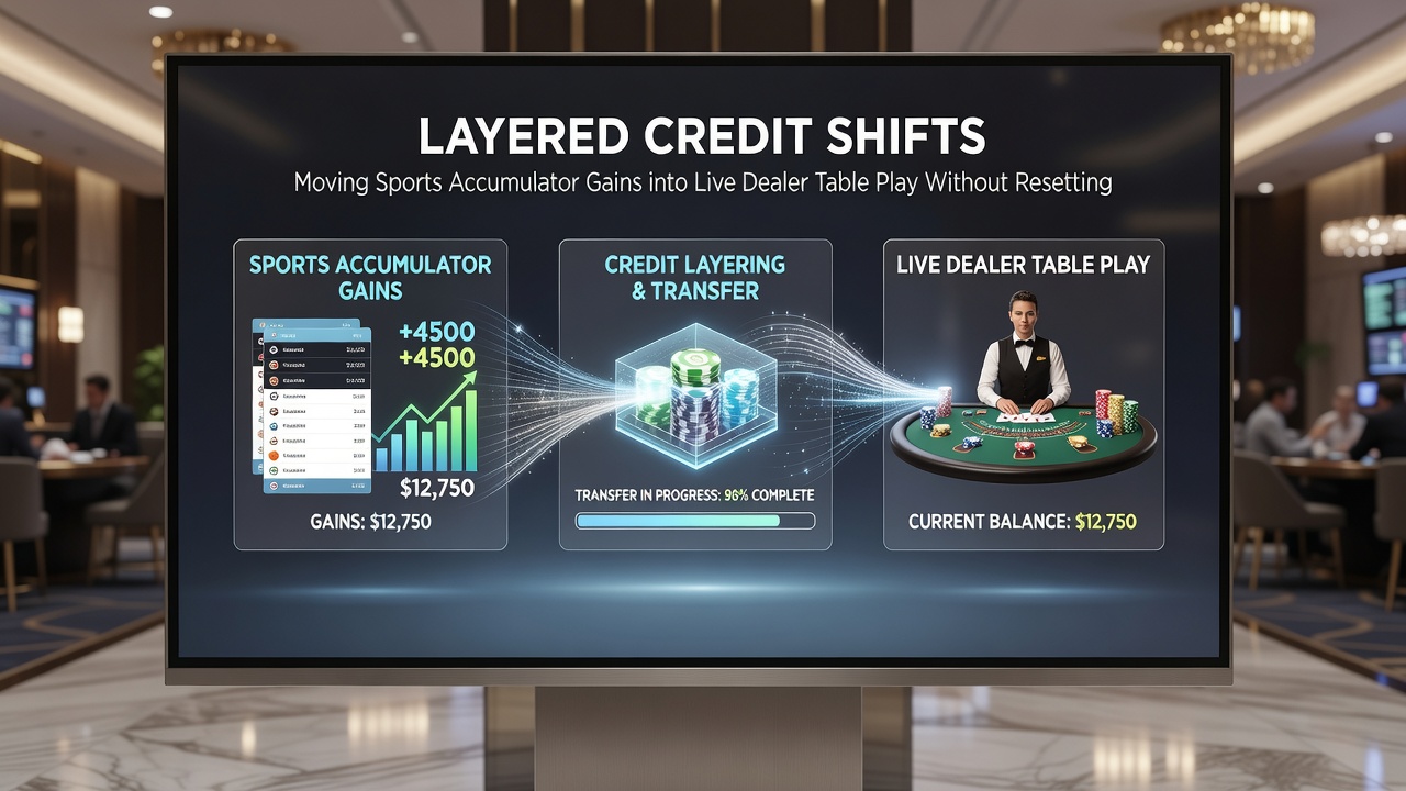 Screenshot example of live dealer interface after credit layer shift from sports accumulator balance