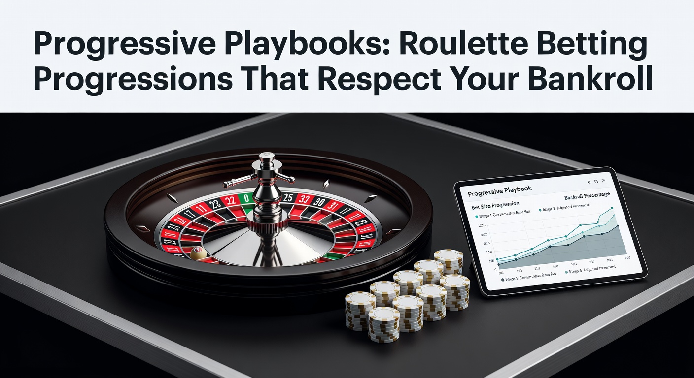 Roulette wheel spinning with chips stacked strategically around even-money bets, illustrating controlled progression betting