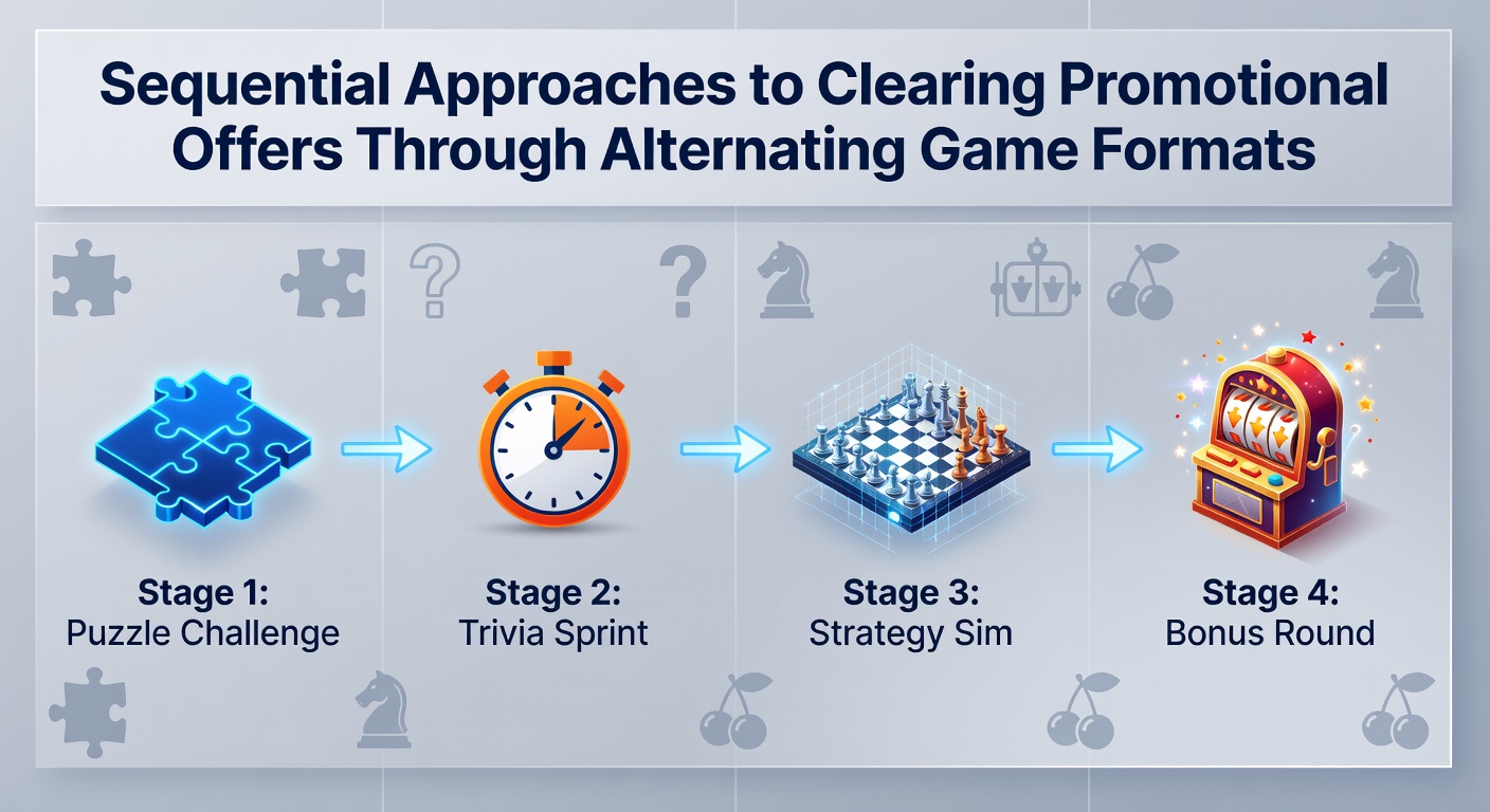 Diagram showing alternating casino game formats for bonus clearing sequences
