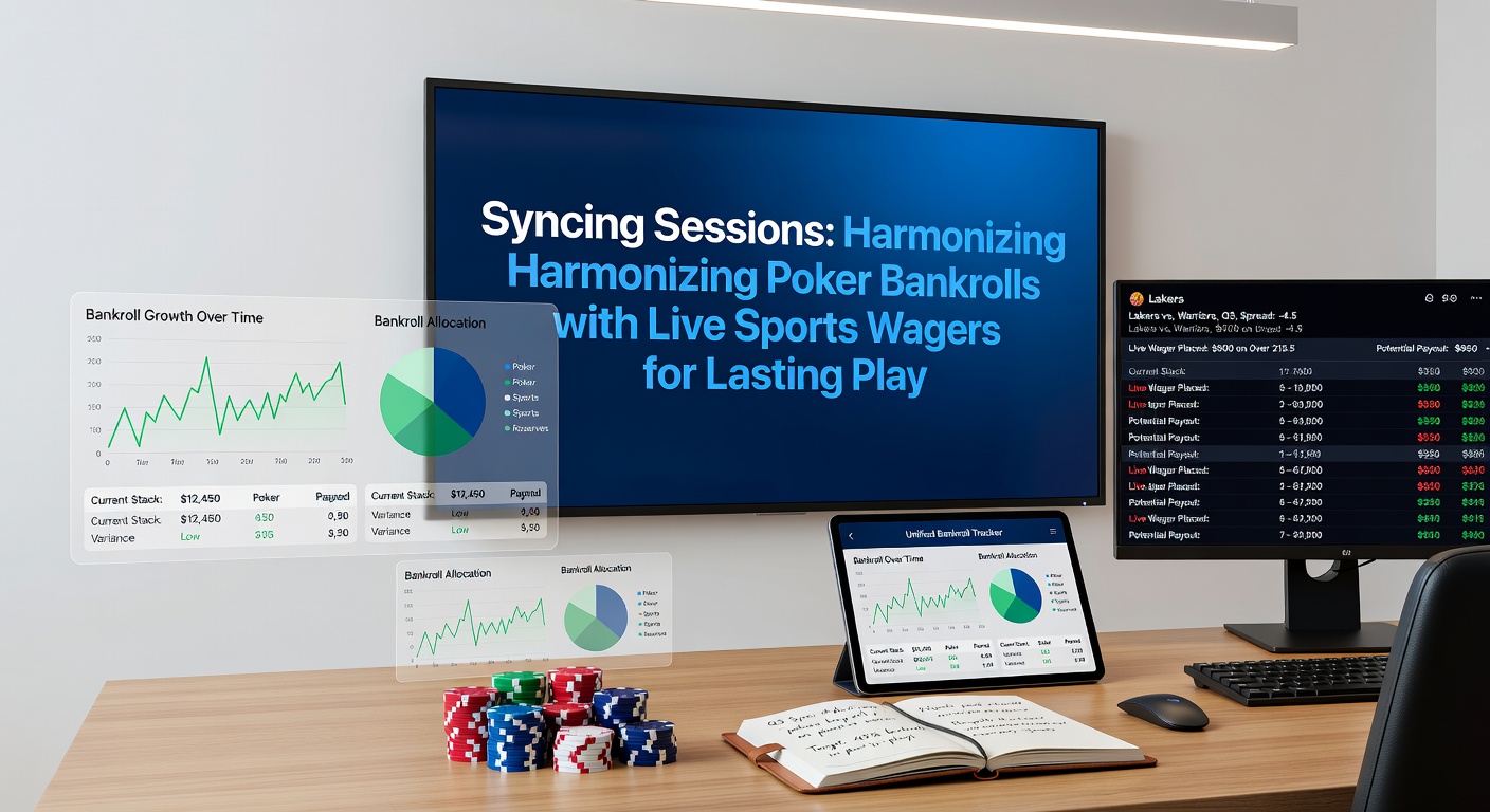 Poker chips stacked beside a sports betting screen showing live odds, illustrating bankroll harmony
